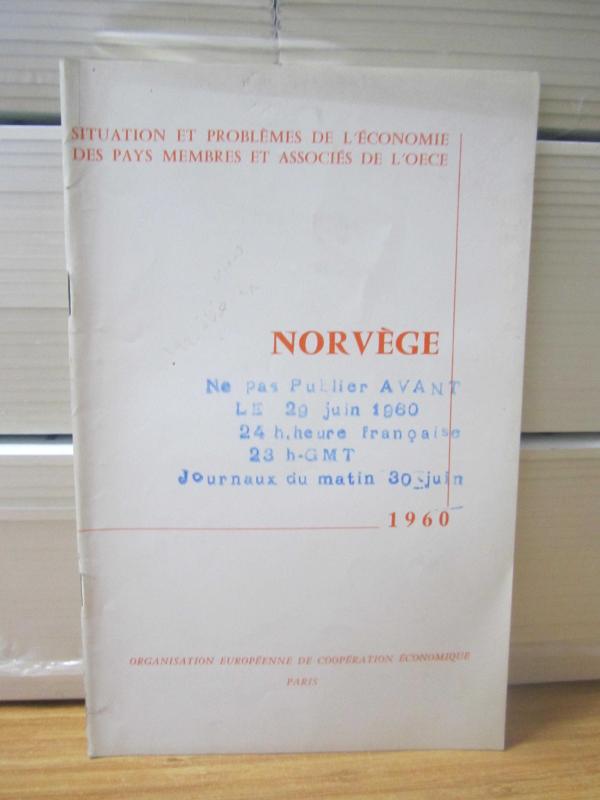 Situation et Problemes de L'Economie des pays membres et associes de L'OECE - Norvege - Juin 1960