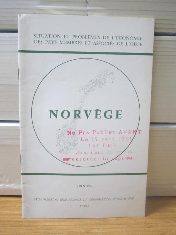 Situation et Problemes de L'Economie des pays membres et associes de L'OECE - Norvege - Juin 1961