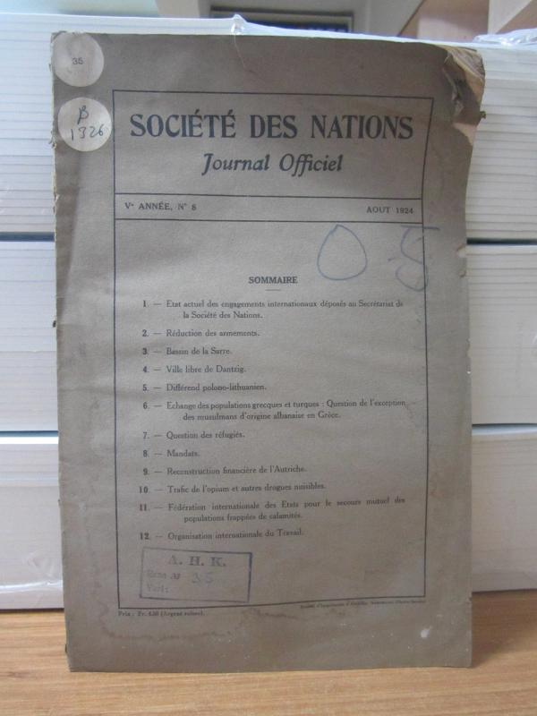 Societe des Nations Journal Officiel - Aout 1924