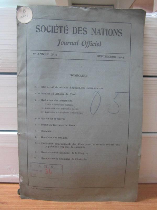 Societe des Nations Journal Officiel - Septembre 1924