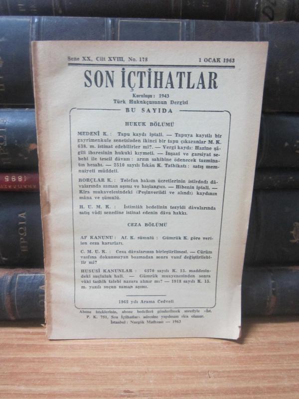 Son İçtihatlar Dergisi - Sayı 178 - Ocak 1963