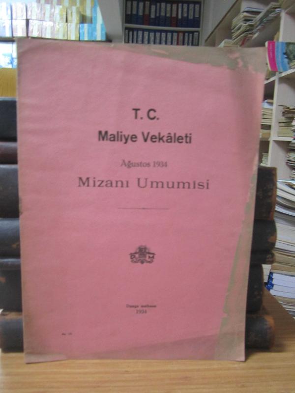 T.C. Maliye Vekaleti Ağustos 1934 Mizanı Umumisi