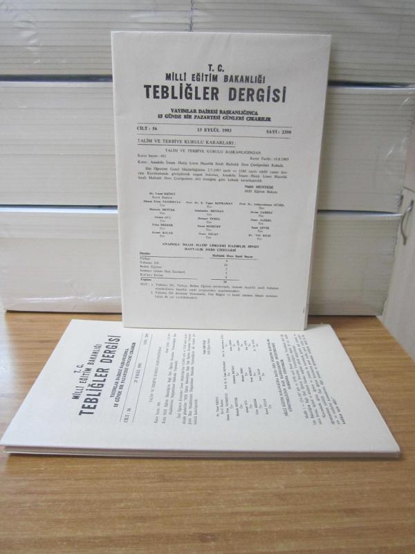 T.C. MİLLİ EĞİTİM BAKANLIĞI TEBLİĞLER DERGİSİ - 1993 YILI 56.CİLT EYLÜL-ARALIK ARASI 4 SAYI TAKIM (Sayılar Açıklamada)