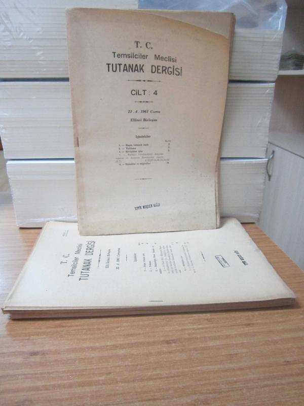 T.C. TEMSİLCİLER MECLİSİ TUTANAK DERGİSİ  - 1961 YILI 4.CİLT 4 ADET (50-51-52-55) BİRLEŞİM TUTANAKLARI