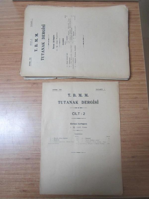TBMM TUTANAK DERGİSİ - 8.DÖNEM 1.TOPLANTI 2.CİLT / 1946 YILI 5 ADET (1-2-3-4-7-8) BİRLEŞİM TUTANAKLARI VE 2.CİLT FİHRİSTİ