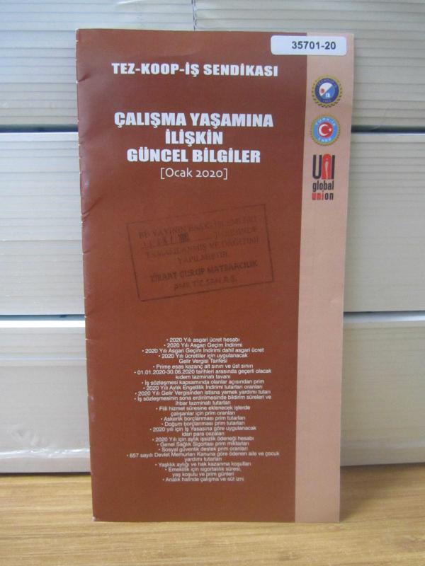 TEZ-KOOP-İŞ SENDİKASI Çalışma Yaşamına İlişkin Güncel Bilgiler [Ocak 2020]