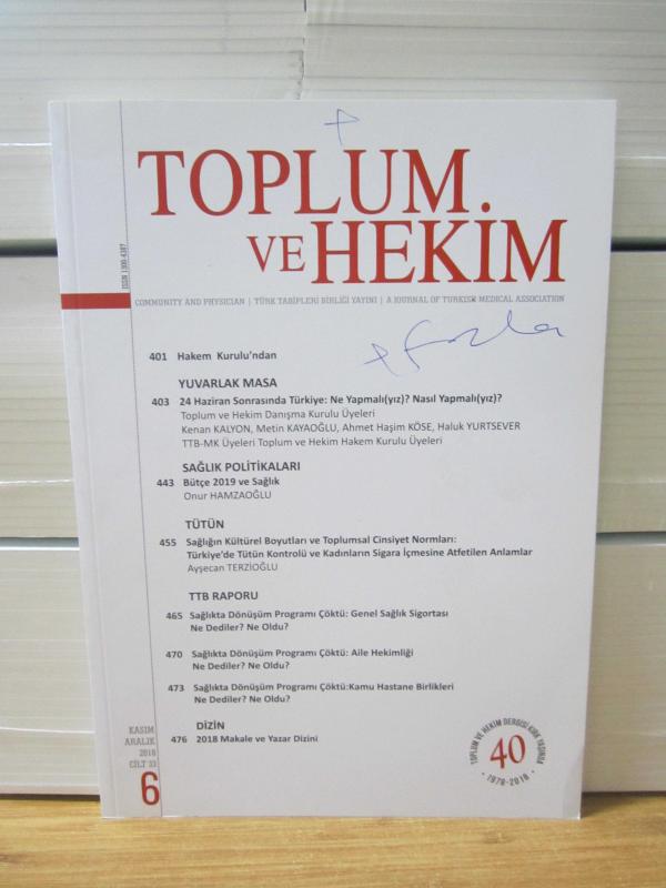 Toplum ve Hekim Dergisi - Cilt 33 Sayı 6 - Kasım Aralık 2018