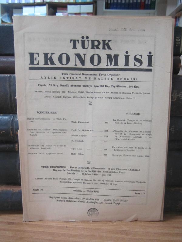 Türk Ekonomisi Dergisi - Sayı 76 - Ekim 1949