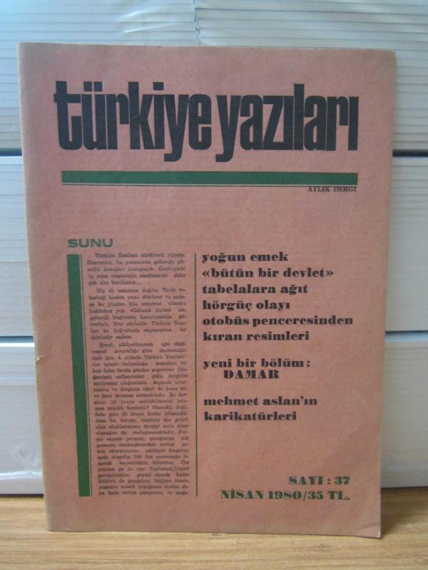 Türkiye Yazıları - Sayı 37 - Nisan 1980