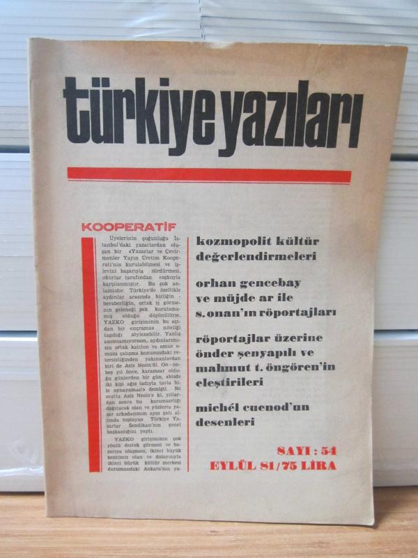 Türkiye Yazıları - Sayı 54 - Eylül 1981