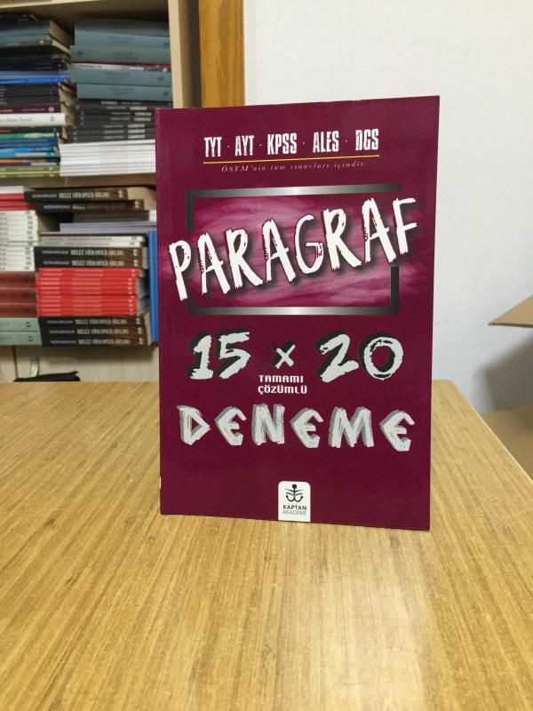 TYT AYT ALES DGS KPSS Paragraf 15x20 Tamamı Çözümlü Deneme Kaptan Akademi Yayınları (2020)