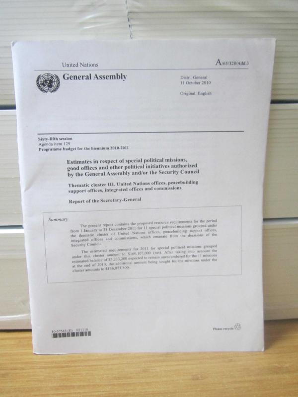 United Nations General Assembly - Sixty-Fifth Session Agenda Items 129 - Programme Budget for The Biennium 2010-2011 A/65/328/Add.3