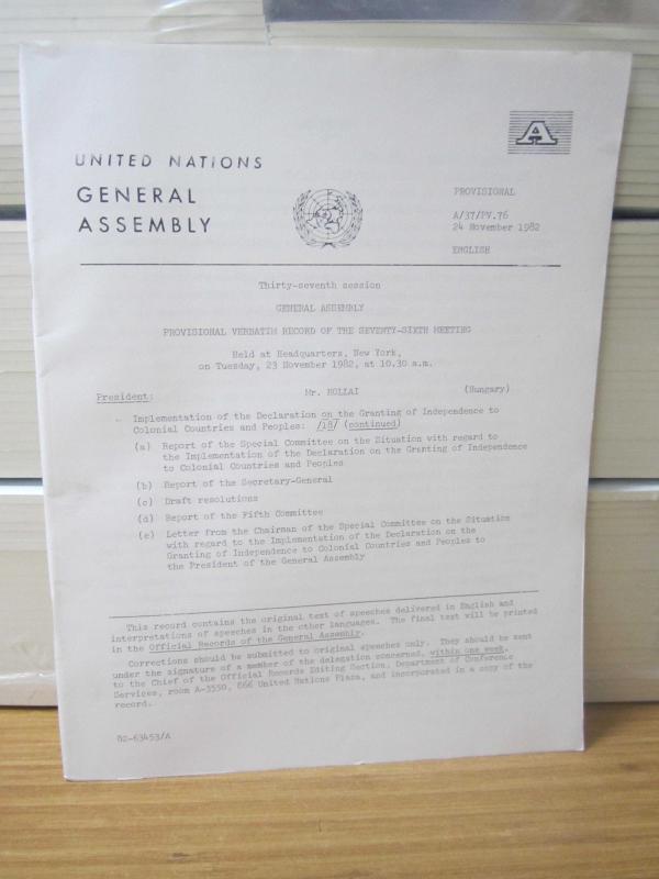 United Nations General Assembly Provisional - 24 November 1982 - Provisional Verbatim Record of the 73th Meeting - A/37/PV.76