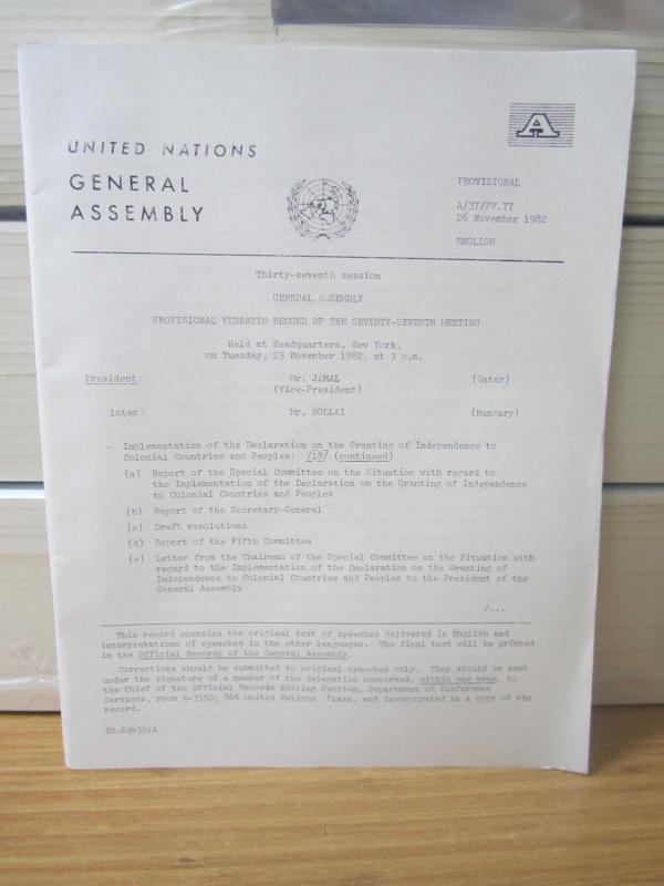 United Nations General Assembly Provisional - 26 November 1982 - Provisional Verbatim Record of the 73th Meeting - A/37/PV.77