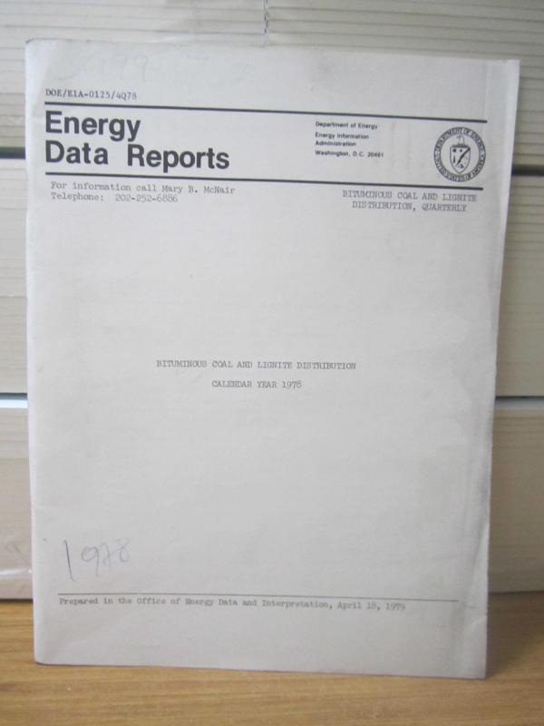 US Department of Energy - Energy Data Reports : Bituminous Coal and Lignite Distribution Calendar Year 1978 - April 18, 1979