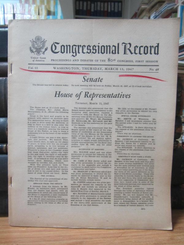 USA - Congressional Record - Vol 93 - No 48 - March 13, 1947