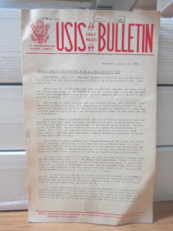 USIS Bulletin Daily Radio - January 1963 - US Information Service Ankara Turkey