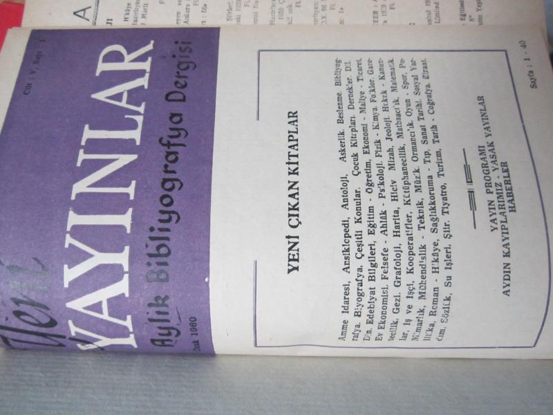 Yeni Yayınlar Aylık Bibliyografya Dergisi -  Ocak - Aralık 1960 - Ciltli