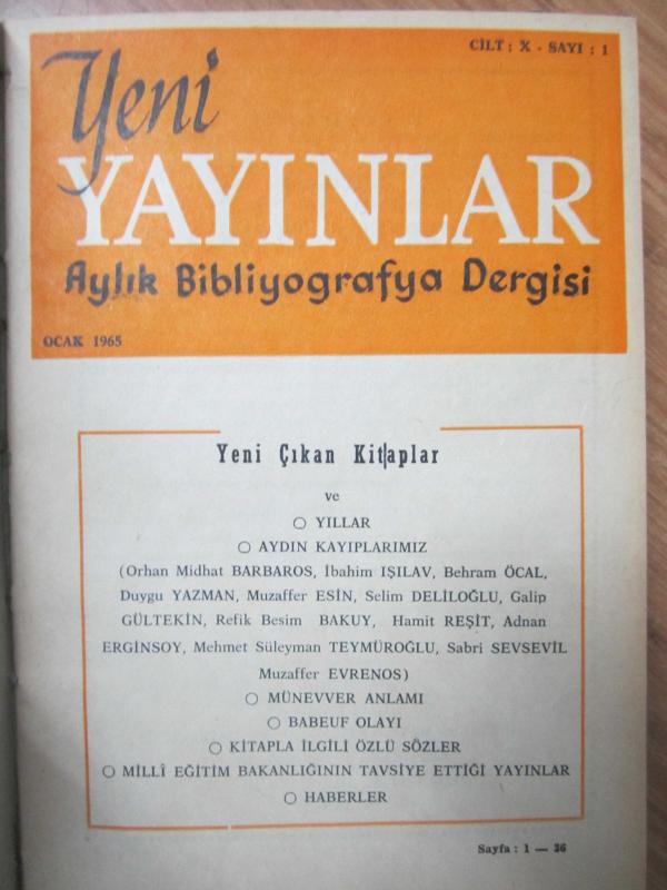 Yeni Yayınlar Aylık Bibliyografya Dergisi -  Ocak - Aralık 1965 - Yeşil Ciltli
